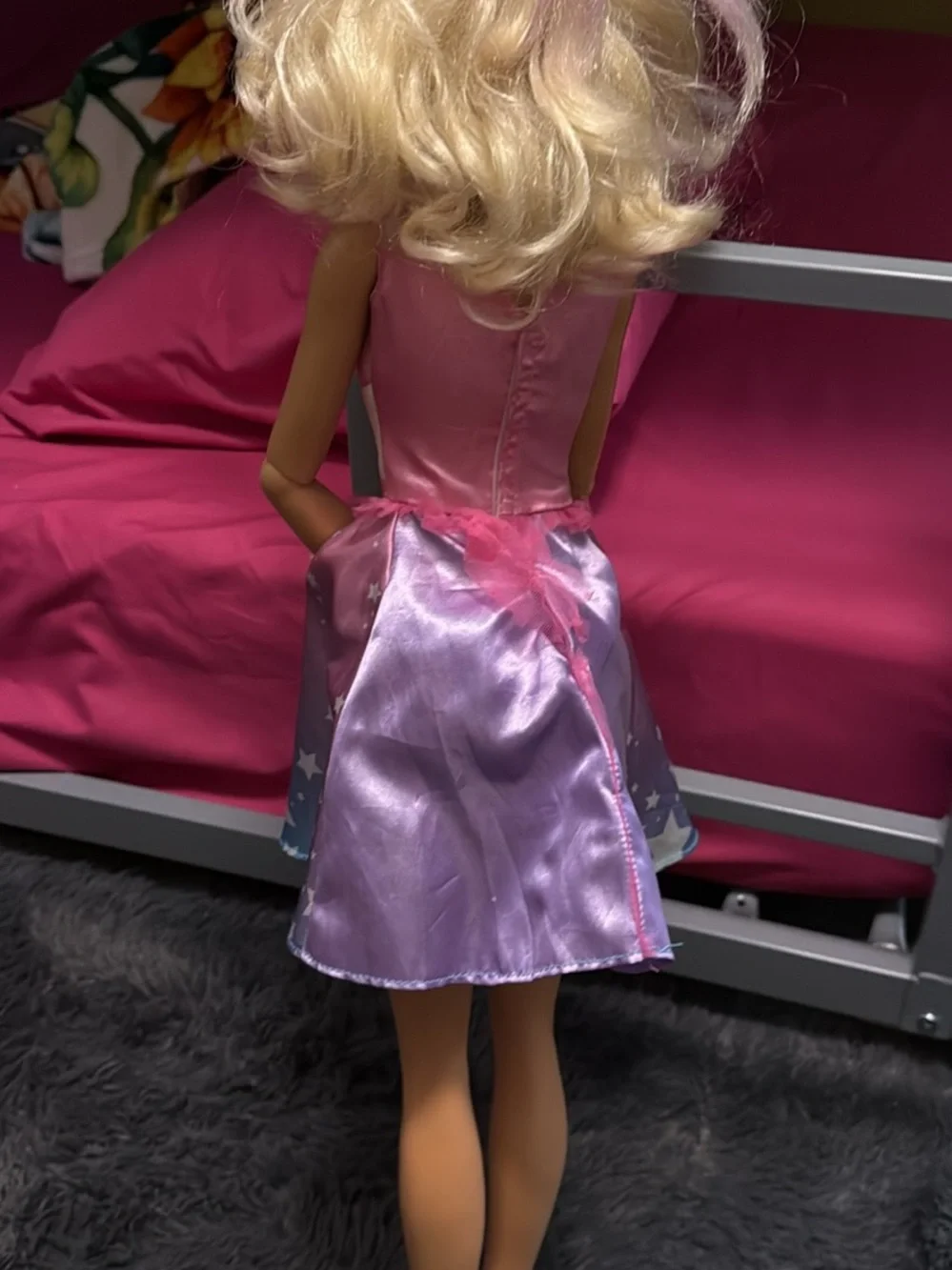28” Barbie Pink and Purple Star-Print Doll Dress